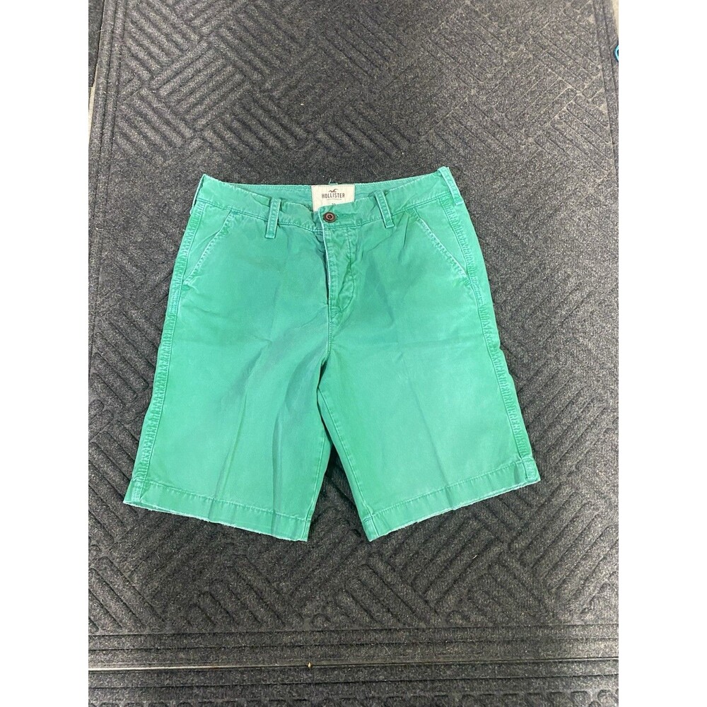 Hollister Green Flat Front Button Fly Shorts Size 32 with Pockets Y2K